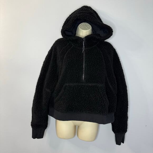 Lululemon Scuba Oversized Sherpa 1/2 Zip Black Fleece Sweatshirt Sz M/L - Picture 2 of 13